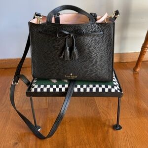 Kate Spade Hayes Street Isobel Black Pebbled Leather Satchel Bag